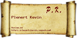 Plenert Kevin névjegykártya
